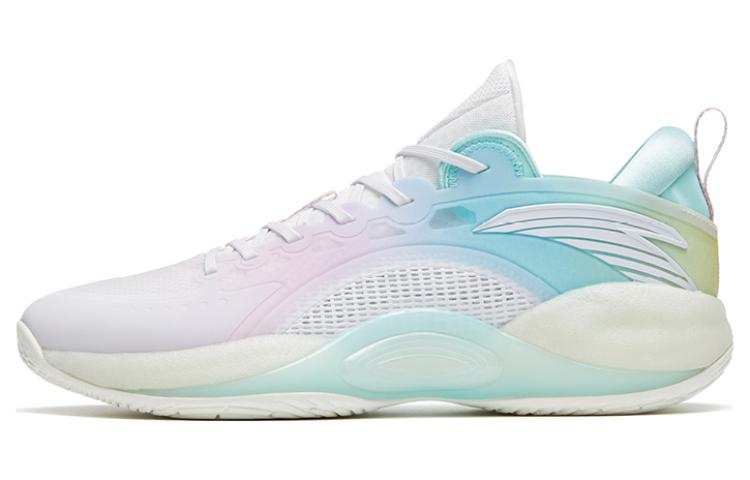 Anta Cement Bubbles 3 Slip Resistant Abrasion Resistant Low top Basketball Shoes Men's White Pink Blue
