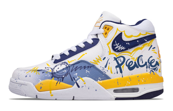 Nike Nike Flight Legacy Vintage Basketball Shoes Men's Mid Top White/Blue/Yellow