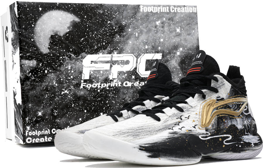 Li-Ning Li Ning YuShuai 18 Cushioning Slip Resistant Breathable Mid top Basketball Shoes Men's Black Gold White