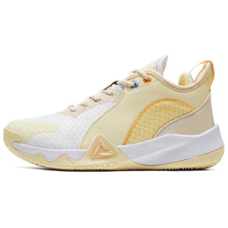 PEAK Rhapsody Cushioning Slip Resistant Abrasion Resistant Low top Basketball Shoes Men's Yellow White