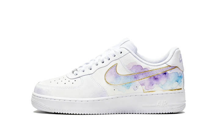 Nike Nike Air Force 1 Cloudscape Gilded Abrasion Resistant Low top Skateboard Shoes Unisex White Purple
