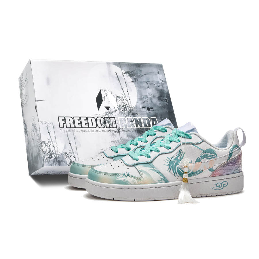 Nike Nike Court Borough Freedom Panda, Box, Azure Dragon Slip Resistant Low top Skateboard Shoes GS Blue White