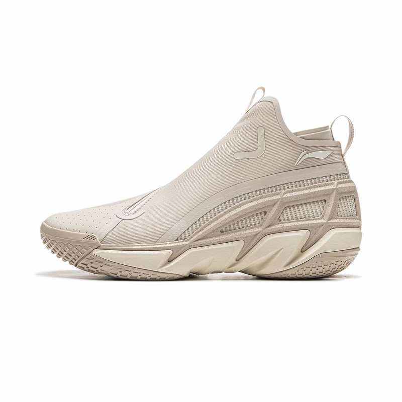 Li-Ning Li Ning BadFive 4 Cushioning Slip Resistant Abrasion Resistant Mid top Basketball Shoes Men's Beige
