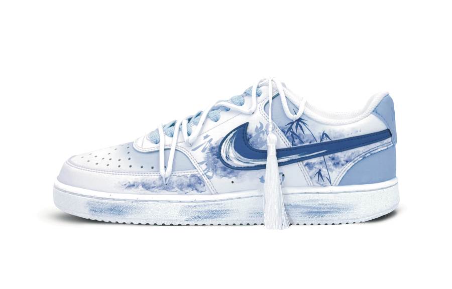 Nike Nike Court Vision 1 Slip Resistant Abrasion Resistant Low top Skateboard Shoes Women's Blue White