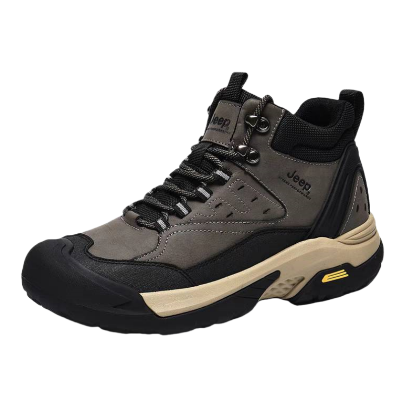 Jeep Fashion Abrasion Resistant Abrasion Resistant Mid top Hiking Shoes Men's Gray Black