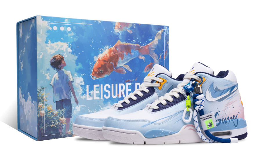 Nike Nike Flight Legacy Seaside Town Mid top Vintage Basketball Shoes Men's Blue Pink
