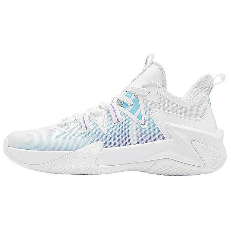 QIAODAN Cushioning Slip Resistant High top Basketball Shoes Men's White Purple