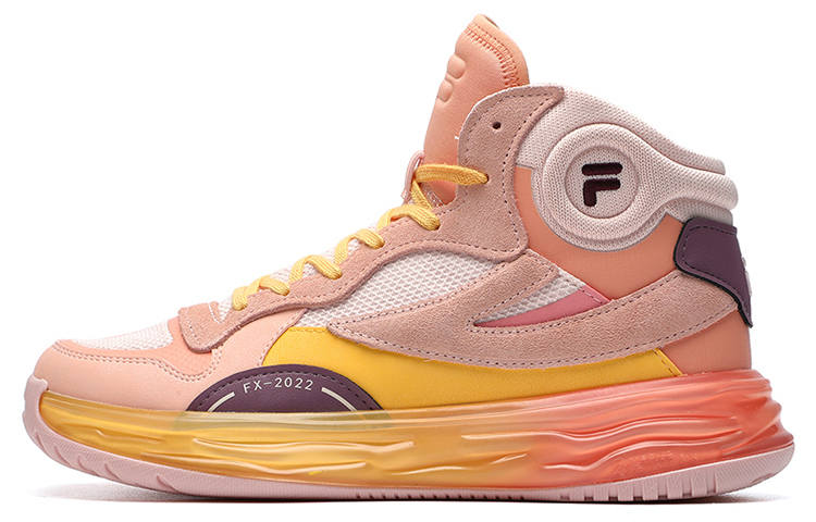 FILA FUSION FX 22 Cushioning Abrasion Resistant Support Mid top Vintage Basketball Shoes Women's Peach