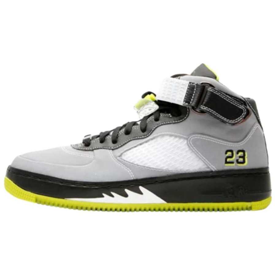 Jordan Jordan Air Jordan Fusion 5 Cushioning, Wear Resistant Mid top Basketball Shoes Men's White Gray Green
