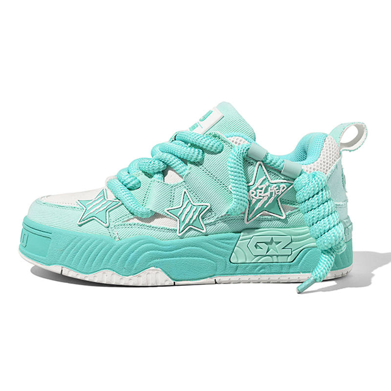 GREZHER Moisture Wicking Abrasion Resistant Lightweight Slip Resistant Low top Skateboard Shoes Unisex Mint Green