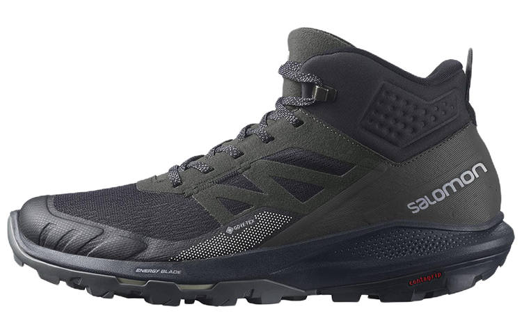 SALOMON Fabric Comfortable Abrasion Resistant Mid top Mountaineering & Hiking Shoes Men's Black