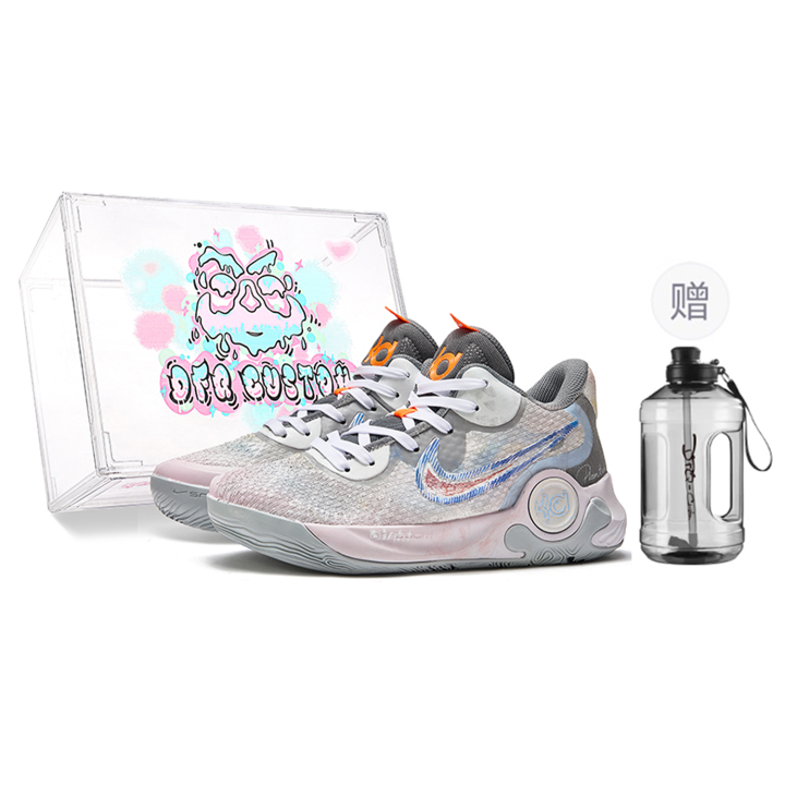 Nike Nike Trey 5 Da Vinci Custom, Box, Grimm Story Slip Resistant Mid top Basketball Shoes Unisex Pink Blue