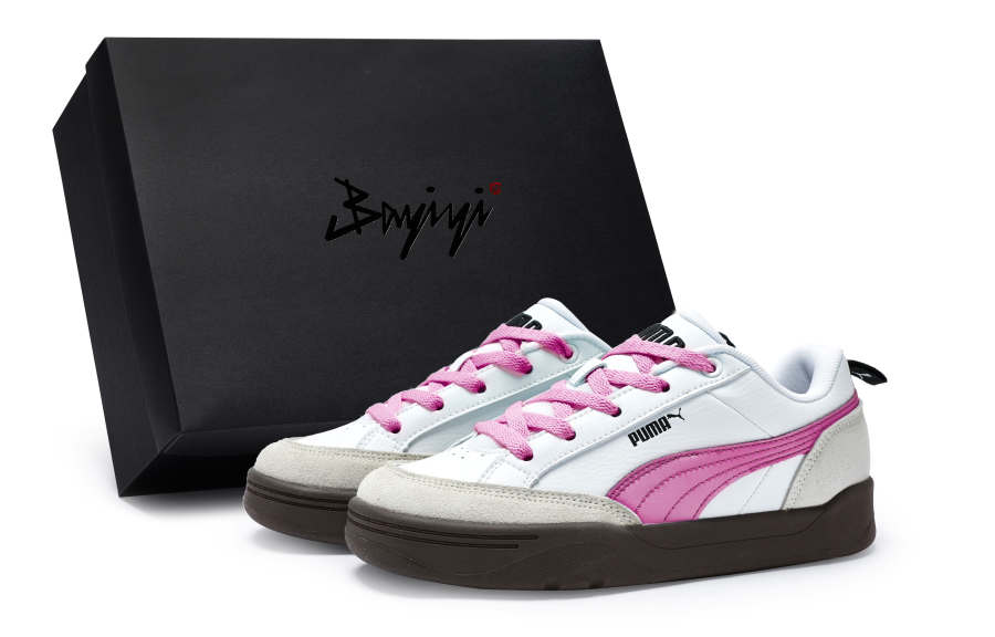 PUMA Park Lifestyle Slip Resistant Slip Resistant Low top Skateboard Shoes Unisex White Gray Red