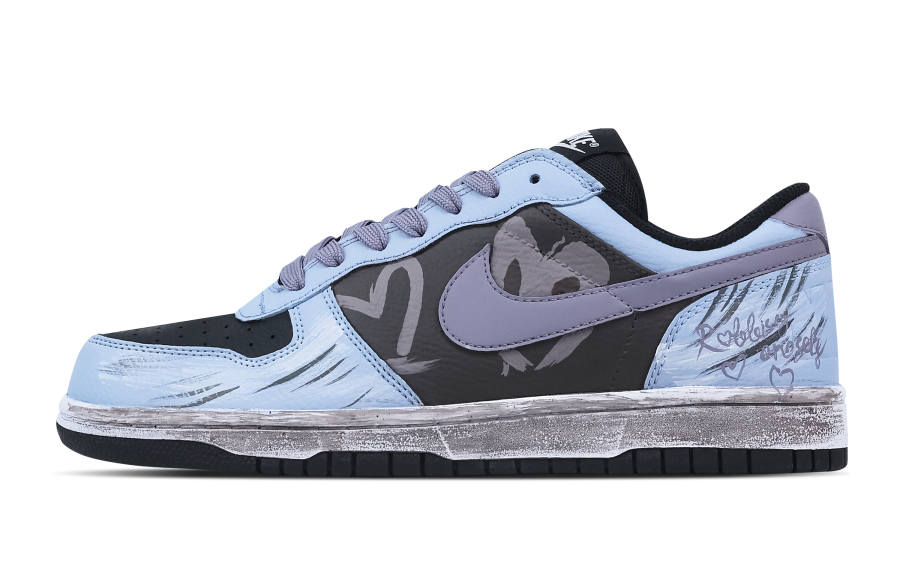 Nike Nike Big A Song Of Love Abrasion Resistant Breathable Low top Skateboard Shoes Men's Black Blue