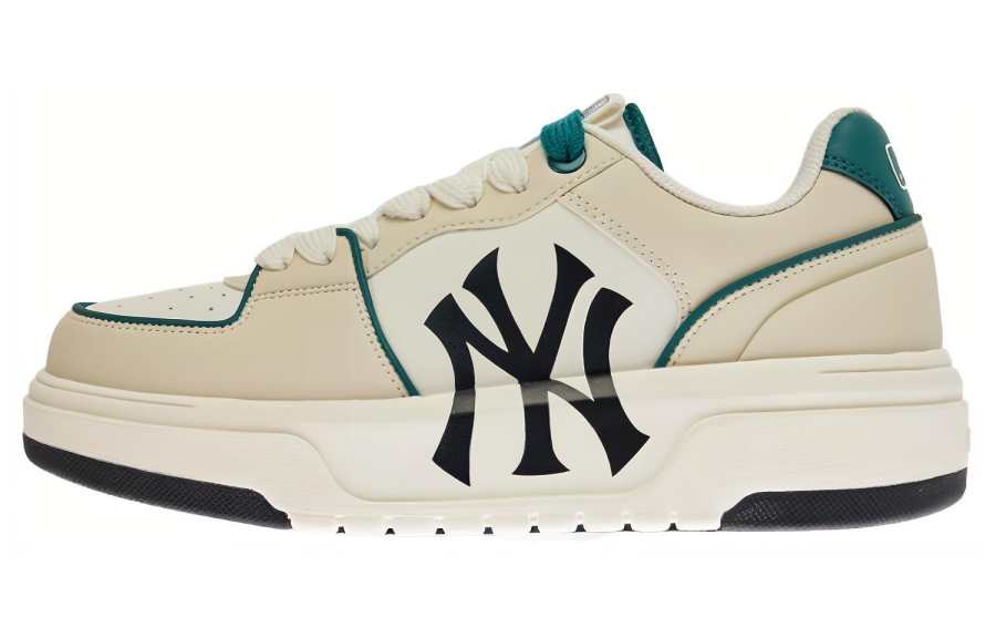 MLB Chunky Liner 24SS New York Yankees Leather Slip Resistant Cushioning Low top Skateboard Shoes Unisex Green