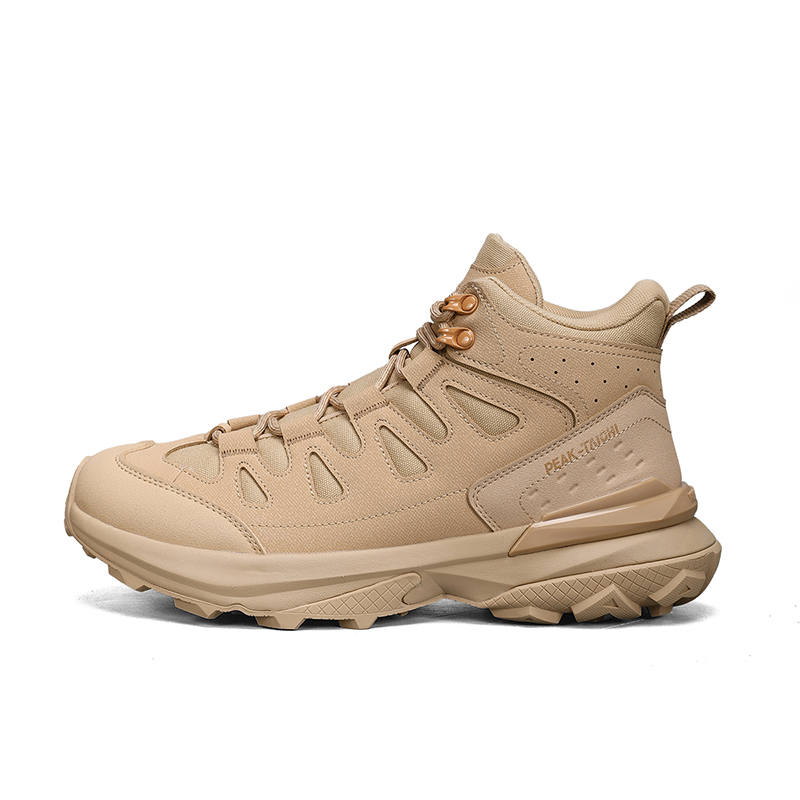 PEAK Cushioning Slip Resistant Abrasion Resistant High top Mountaineering Shoes Men's Mud And Sand Yellow