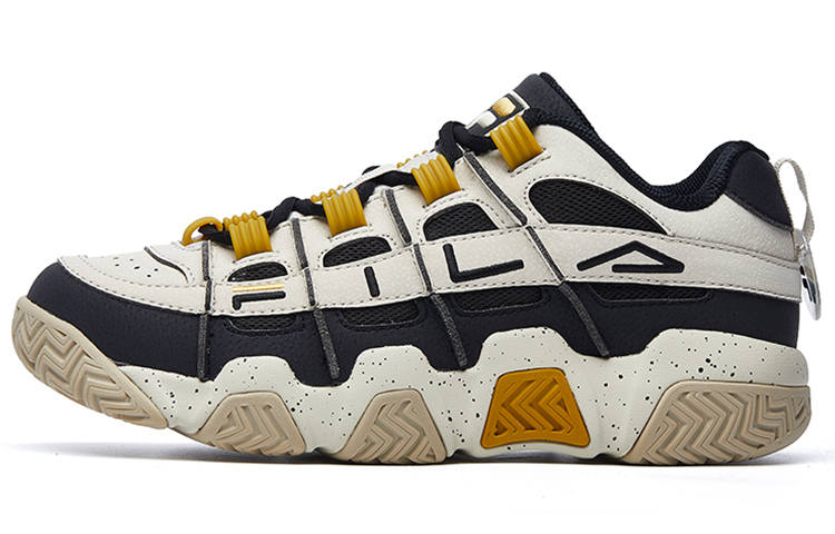 FILA Low top Vintage Basketball Shoes Men's White Black Yellow
