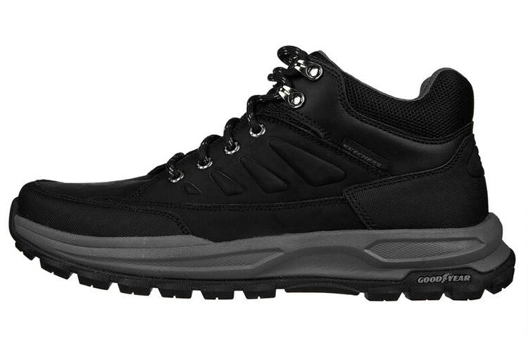 Skechers Zeller Bazemore Textile, Leather Outdoor Mid top Hiking Shoes Men's Black