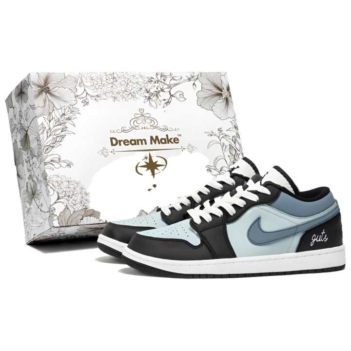 Jordan Jordan Air Jordan 1 Slate Blue Cushioning Low top Skateboard Shoes Unisex Black Blue