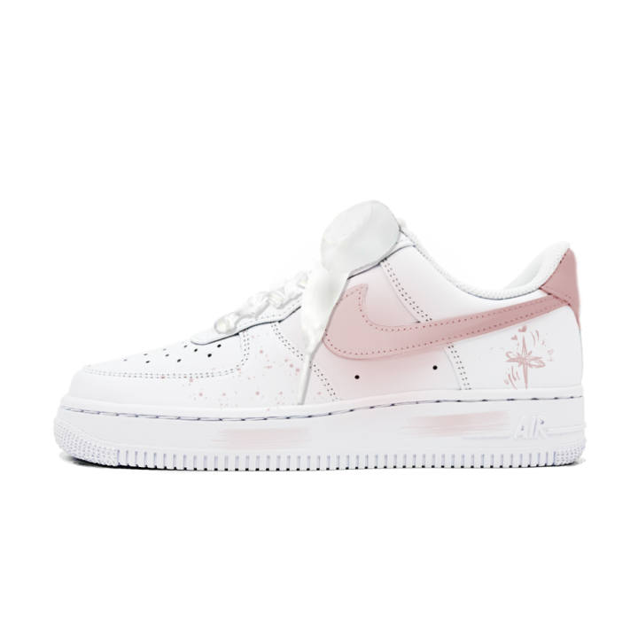 Nike Nike Air Force 1 Slip Resistant Abrasion Resistant Low top Skateboard Shoes Women's White Pink