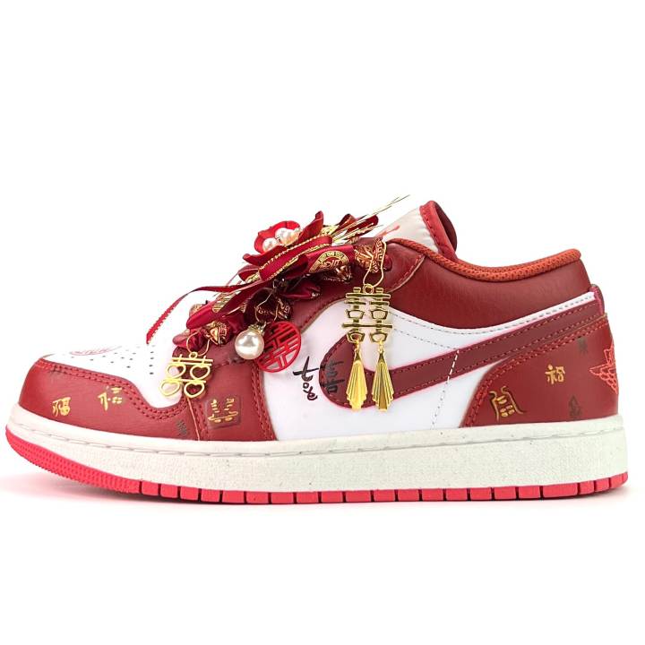 Jordan Jordan Air Jordan 1 Red Rhythm Blessing Slip Resistant Abrasion Resistant Slip Resistant Abrasion Resistant Low top