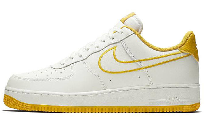 Nike Nike Air Force 1 White Yellow Ochre Slip Resistant Lightweight Non slip Lightweight Low top Skateboard Shoes Men's