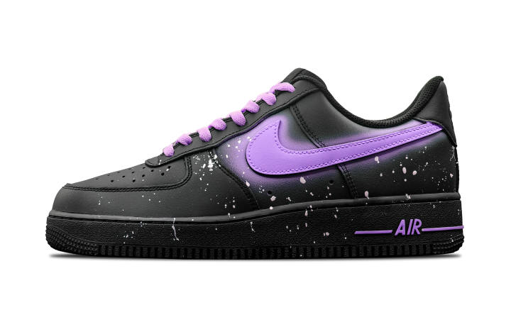 Nike Nike Air Force 1 Slip Resistant Abrasion Resistant Low top Skateboard Shoes Unisex Black Purple