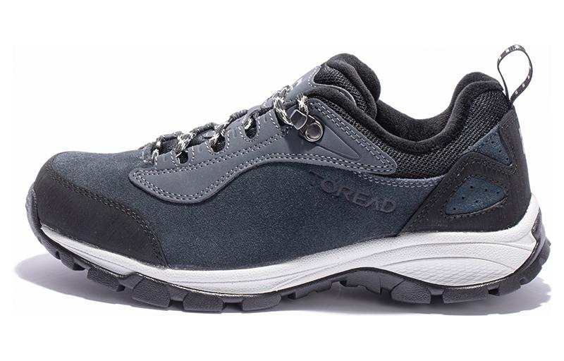 TOREAD Leather Fleece lined Slip Resistant Abrasion Resistant Low top Outdoor Shoes Women's Black Gray