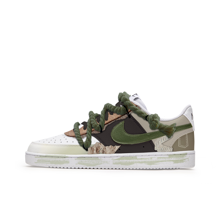 Nike Nike Court Vision 1 Slip Resistant Abrasion Resistant Low top Skateboard Shoes Men's Black White Green