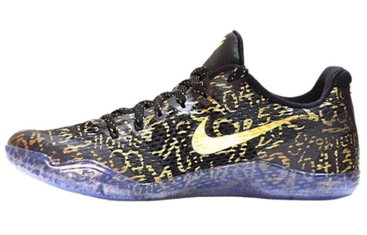 Nike Nike Kobe 11 Non slip Lightweight Low top Basketball Shoes Men's Black Gold