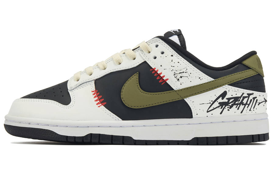 Nike Nike Dunk Low Dawn Mountain Cyan Abrasion Resistant Breathable Low top Skateboard Shoes Women's Black White Green