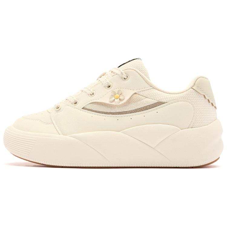 QIAODAN Cream Puff Cushioning Lightweight Cushioning Lightweight Low top Skateboard Shoes Women's Beige