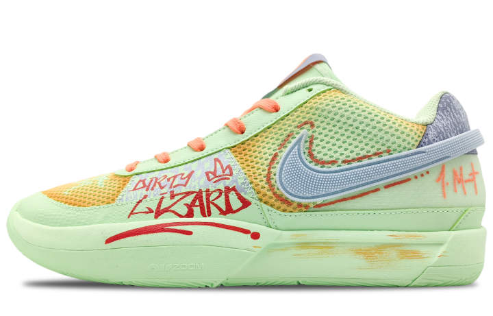 Nike Nike Ja 1 Cushioning Slip Resistant Low top Basketball Shoes Men's Green Orange Mismatched
