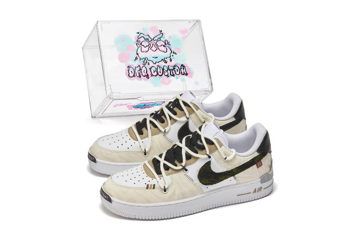 Nike Nike Air Force 1 Da Vinci Custom, Box, Gorpcore, Applique Watanuki Slip Resistant Quick Dry Abrasion Resistant Balance