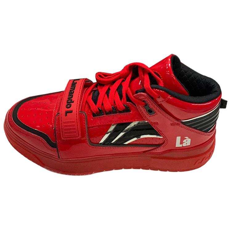 Li-Ning SHANGQIDAZHONGLINGDU x Li Ning Synthetic Leather Abrasion Resistant Cushioning High top Basketball Shoes Unisex Red