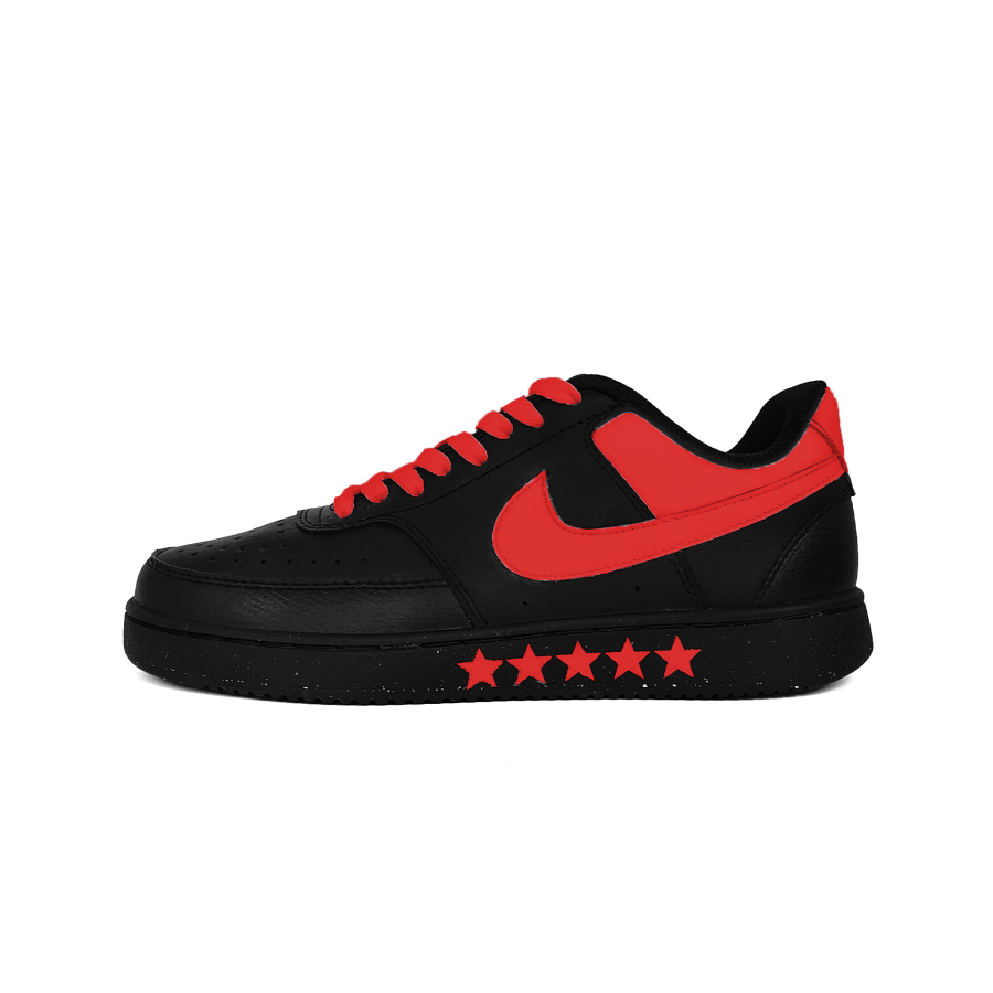 Nike Nike Court Borough 2 Red Star Artificial Leather Abrasion Resistant Low top Skateboard Shoes Unisex Red Black