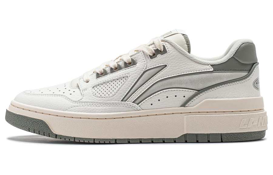 Li-Ning Li Ning Rookie Comfortable Cushioning Lightweight Low top Vintage Basketball Shoes Unisex White Gray