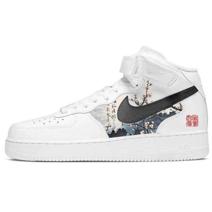 Nike Nike Air Force 1 Slip Resistant, Abrasion Resistant, Lightweight Mid top Skateboard Shoes Men's White