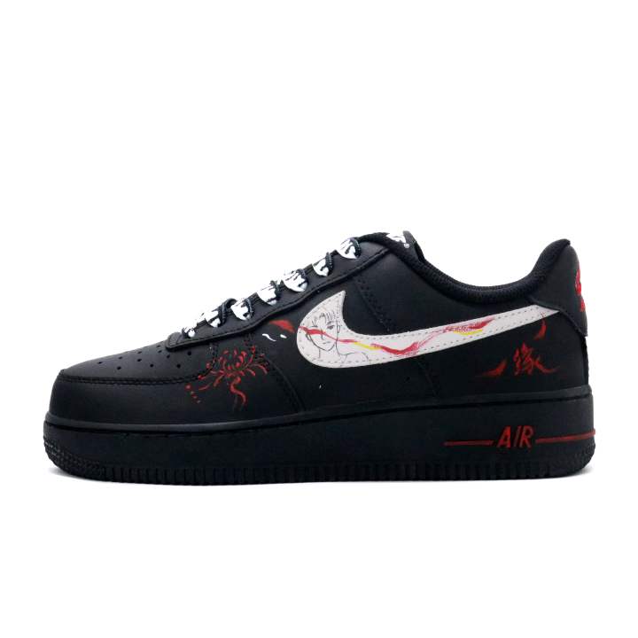 Nike Nike Air Force 1 Lightweight And Breathable Low top Skateboard Shoes Unisex Black White Red