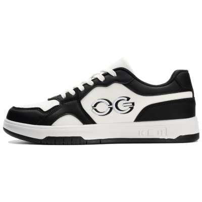 HOGK Microfiber Leather Slip Resistant Cushioning Abrasion Resistant Low top Skateboard Shoes Unisex Black White