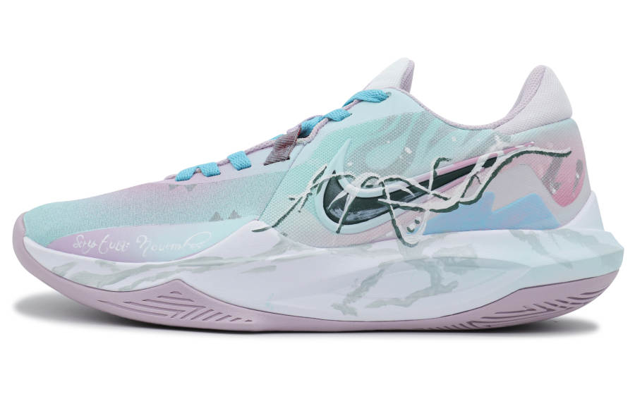 Nike Nike Precision 6 Cushioning Slip Resistant Coverage Low top Basketball Shoes Unisex Pink Cyan