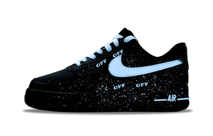 Nike Nike Air Force 1 Blue Trace Abrasion Resistant Low top Skateboard Shoes Unisex Black Blue