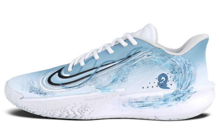 Nike Nike Precision 7 Mesh Abrasion Resistant Abrasion Resistant Low top Basketball Shoes Men's White Blue