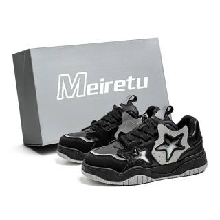 Meiretu Slip Resistant Abrasion Resistant Slip Resistant Abrasion Resistant Low top Skateboard Shoes Men's Black