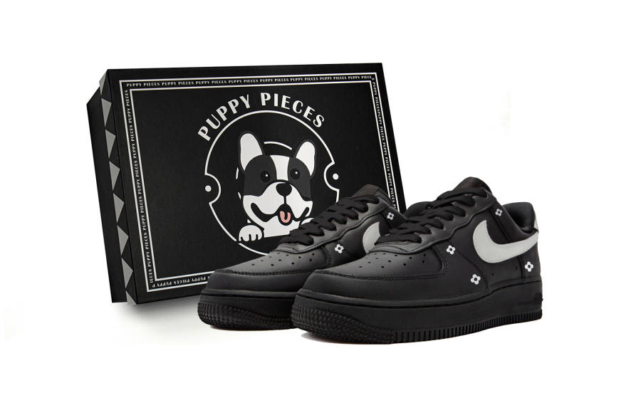 Nike Nike Air Force 1 Puppy Fragment, Special Shoe Box Low top Skateboard Shoes Women's Black
