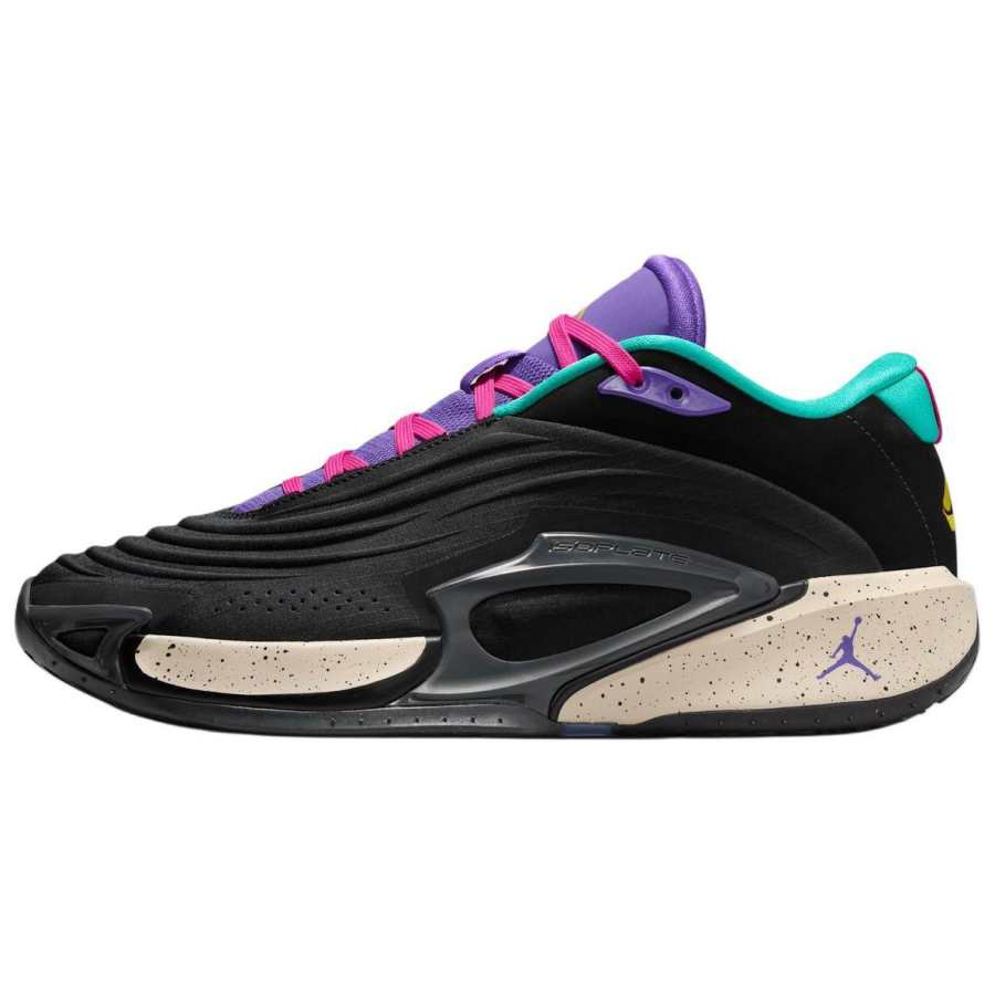 Jordan Jordan Luka 3 Slip Resistant Abrasion Resistant Low top Basketball Shoes Unisex Black Purple