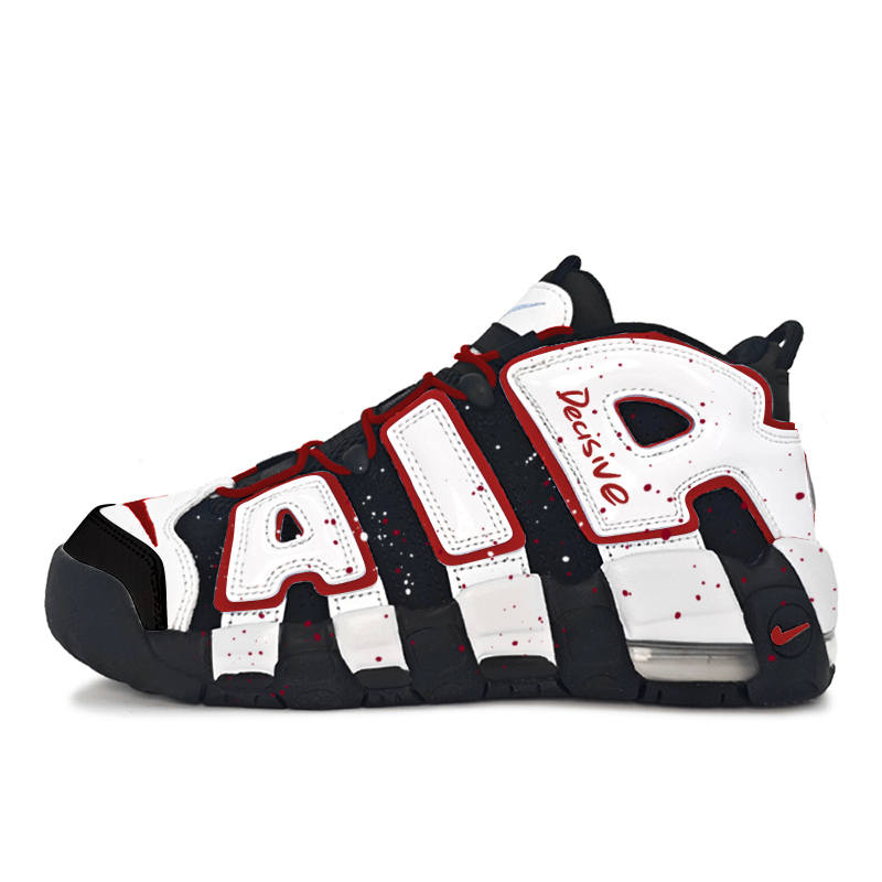 Nike Nike Air More Uptempo Twilight Elf Cushioning Mid top Vintage Basketball Shoes Women's Black Red