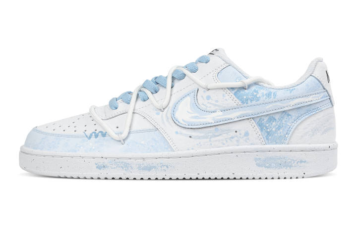 Nike Nike Court Vision 1 Refreshing Cloud Tide Blue Abrasion Resistant Low top Skateboard Shoes Men's White Blue
