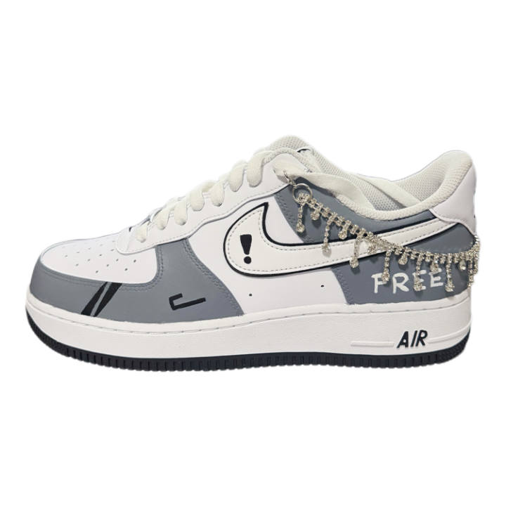 Nike Nike Air Force 1 LOW Blade Abrasion Resistant Abrasion Resistant Low top Skateboard Shoes Men's Gray White