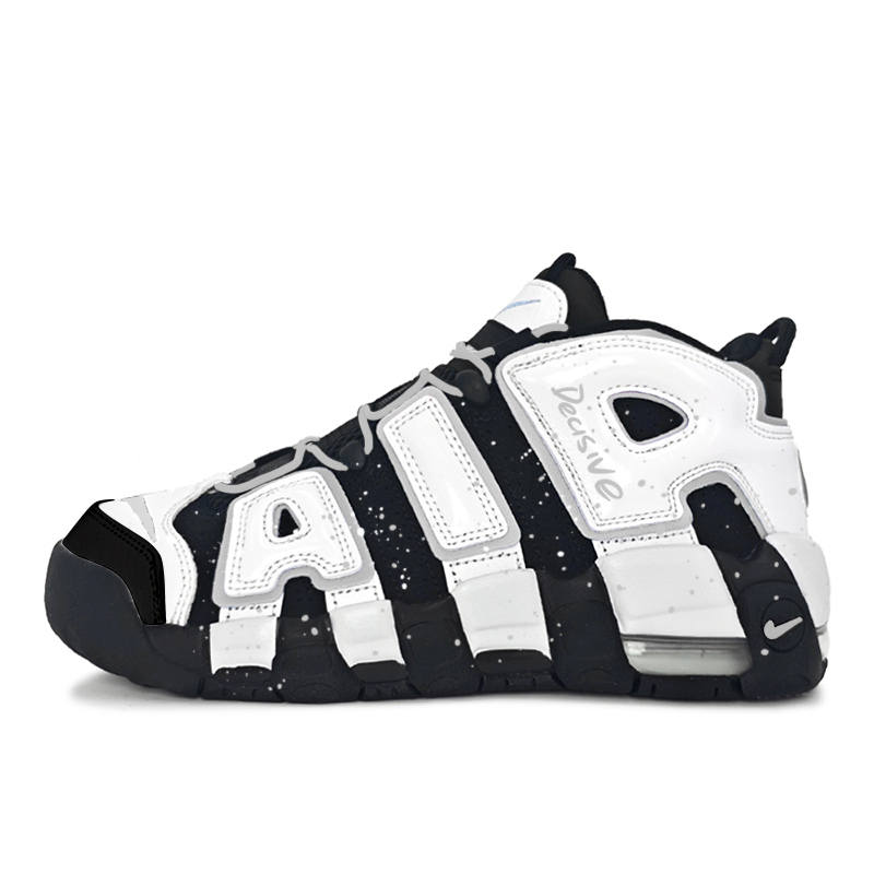 Nike Nike Air More Uptempo Aurora Elf Cushioning Mid top Vintage Basketball Shoes Women's Black Silver